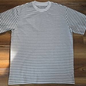 MUJI Jersey Crewneck  Black and White Striped Men's TShirt NWOT